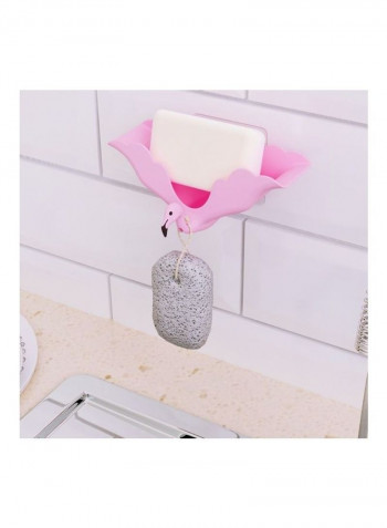 Wall Mounted Cartoon Flamingo Bathroom Soap Dish Pink 13.4x8.4x6.1cm