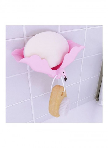 Wall Mounted Cartoon Flamingo Bathroom Soap Dish Pink 13.4x8.4x6.1cm