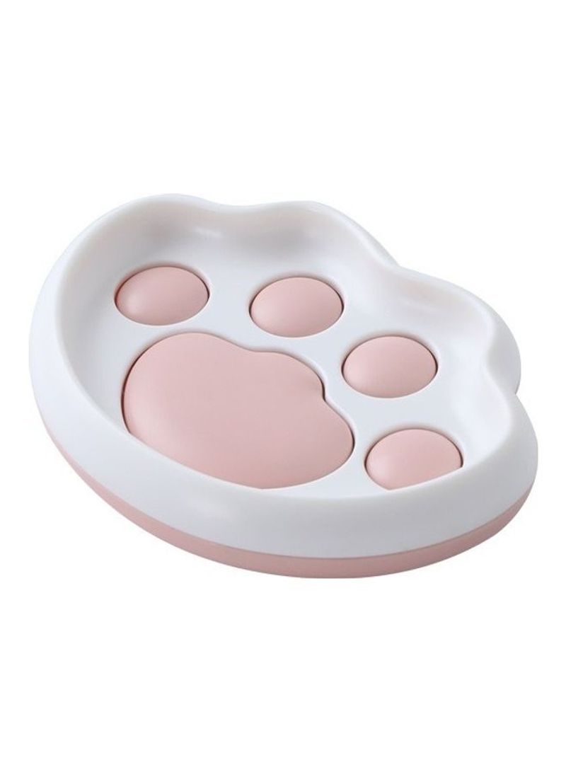 Wall Mounted Cat Claw Drain Soap Holder White/Pink 13x10x2.8cm