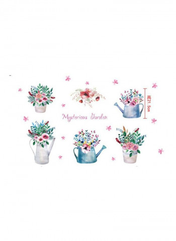 Qiangtie Countryside Style Flower Pot Patterned Window Sticker White/Blue/Pink 70x50centimeter