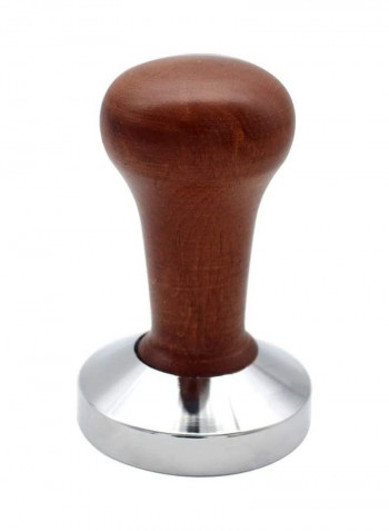 Espresso Tamper Stainless Steel Base With Solid Wooden Handle Brown/Silver