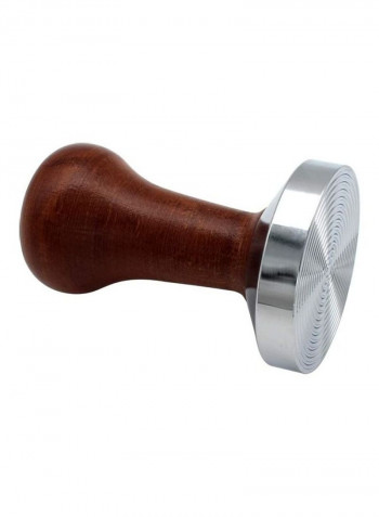 Espresso Tamper Stainless Steel Base With Solid Wooden Handle Brown/Silver