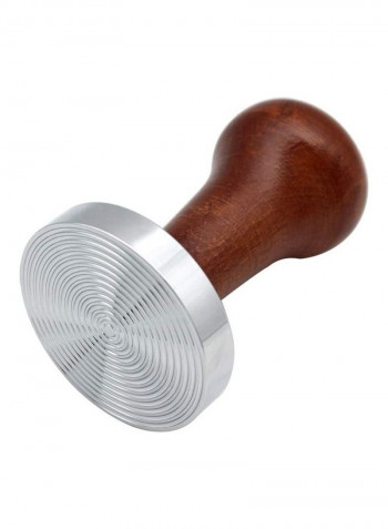 Espresso Tamper Stainless Steel Base With Solid Wooden Handle Brown/Silver
