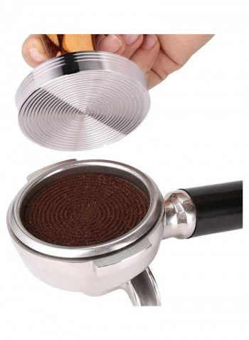 Espresso Tamper Stainless Steel Base With Solid Wooden Handle Brown/Silver