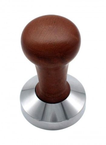 Espresso Tamper Stainless Steel Base With Solid Wooden Handle Brown/Silver