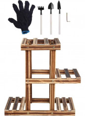Three Layers Wooden Multi-Tiers Flower Stand Brown