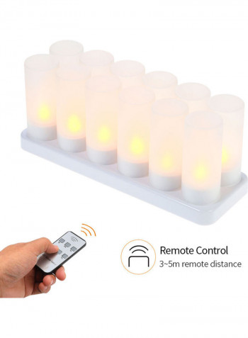 12-Piece Rechargeable LED Remote Control Candles Light Set White