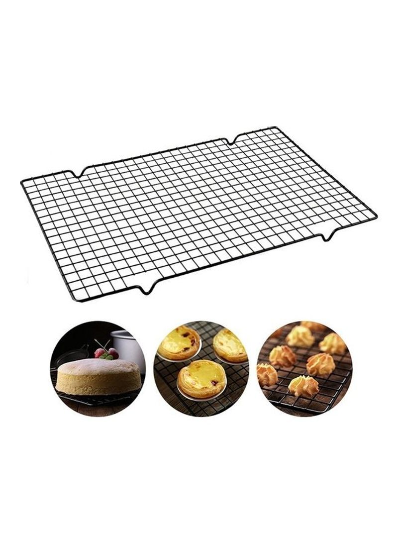 Stainless Outdoor Grill Net Baking Cake Cooling Rack Black 40x25.5x2cm