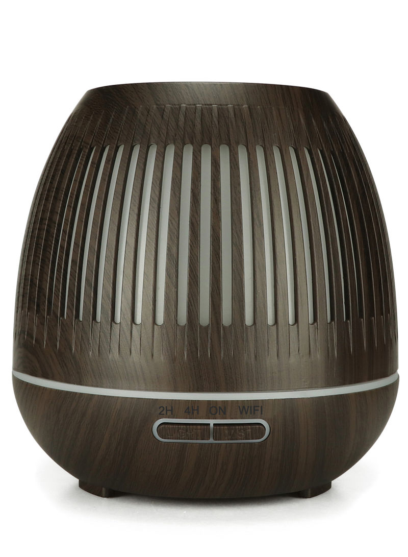 400ml yx-130 Smart WiFi Essential Oil Diffuser Wood Grain Aromatherapy Humidifier Dark Brown 16.8cm