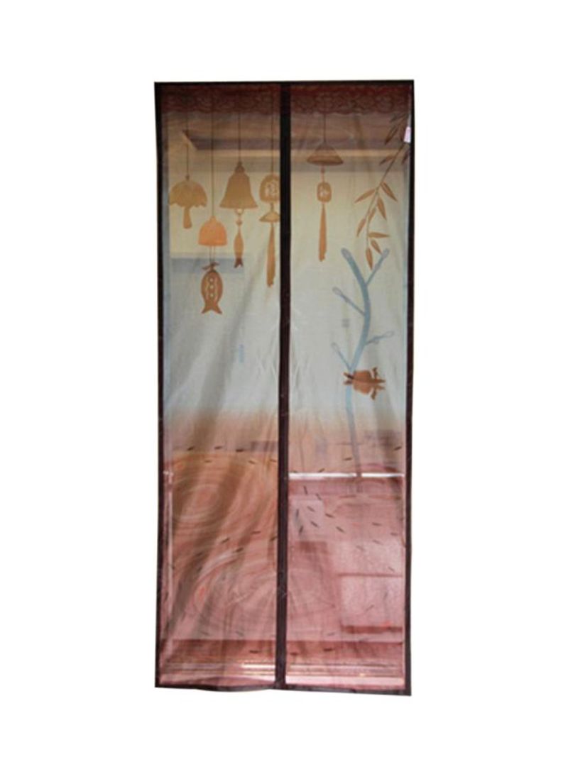 Wind Chime Magnetic Screen Anti Mosquito Net Curtain Coffee 100x210centimeter
