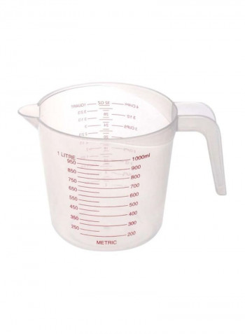 3-Piece Plastic Measuring Cup Set Clear/Red Small Cup 250, Medium Cup 500, Large Cup 1000ml