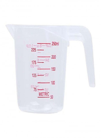 3-Piece Plastic Measuring Cup Set Clear/Red Small Cup 250, Medium Cup 500, Large Cup 1000ml