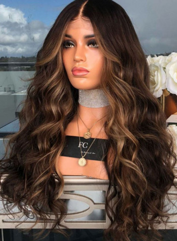 Wavy Hair Wig Brown Long