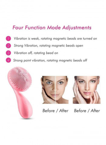 Electric Facial Cleansing Brush Pink 4.33 x 1.96 x 1.57inch