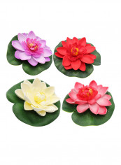 4-Piece Artificial Foam Floating Lotus Flower Multicolour 10centimeter