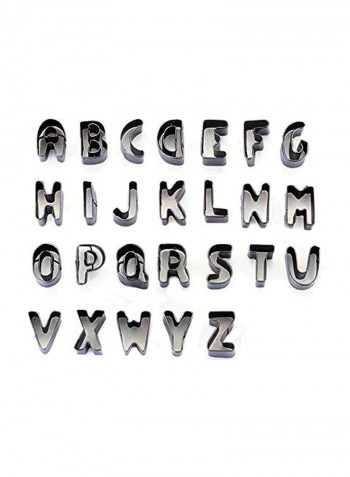 26-Piece Stainless Steel Letters Cake Mold Set Silver 10centimeter