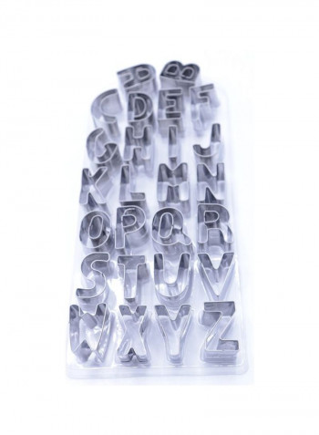 26-Piece Stainless Steel Letters Cake Mold Set Silver 10centimeter