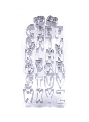 26-Piece Stainless Steel Letters Cake Mold Set Silver 10centimeter