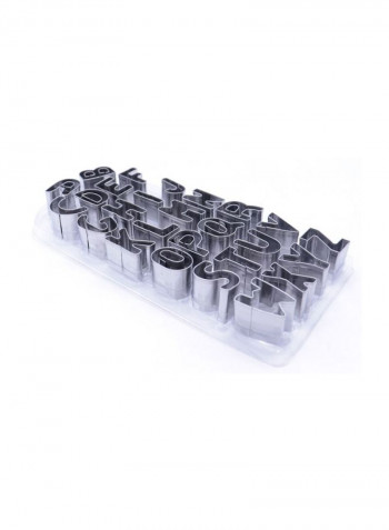 26-Piece Stainless Steel Letters Cake Mold Set Silver 10centimeter