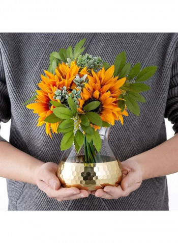 Decorative Flower Vase With Golden Honeycomb Multicolour one sizecm