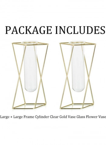 2-Piece Modern Frame Cylinder Clear Vase Multicolour one sizecm