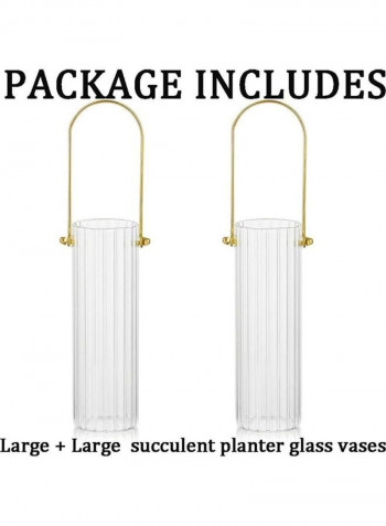 2-Piece Portable Flowers Vase Clear/Gold 6.5x20cm