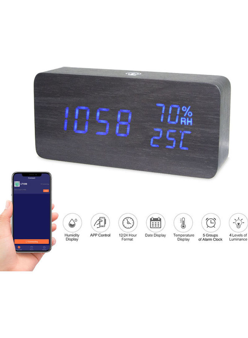 Wooden Alarm Clock Black 17.00x5.50x9.20cm