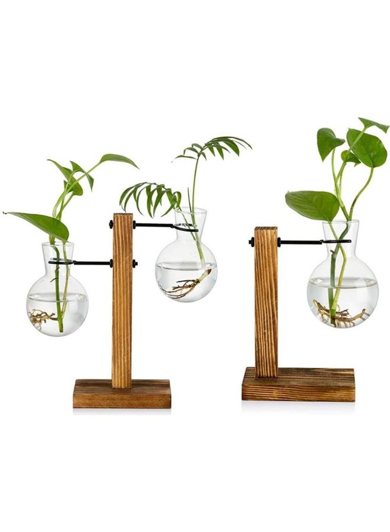 Creative Glass Plant Terrarium With Wooden Stand Multicolour one sizecm