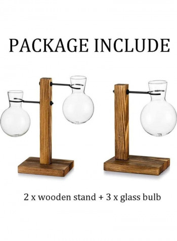 Creative Glass Plant Terrarium With Wooden Stand Multicolour one sizecm