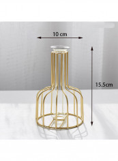 Geometric Shaped Dried Flower Bottle Gold 10x15.5cm