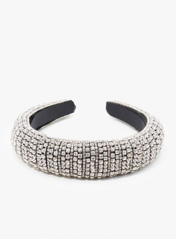 Silver and Black Embellished Headband Silver/Black One Size