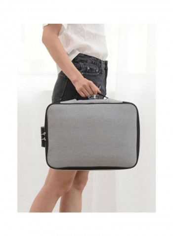 Two Layered Document Bag With Lock grey