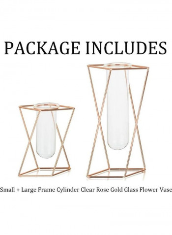 2-Piece Modern Frame Cylinder Clear Vase Multicolour one sizecm