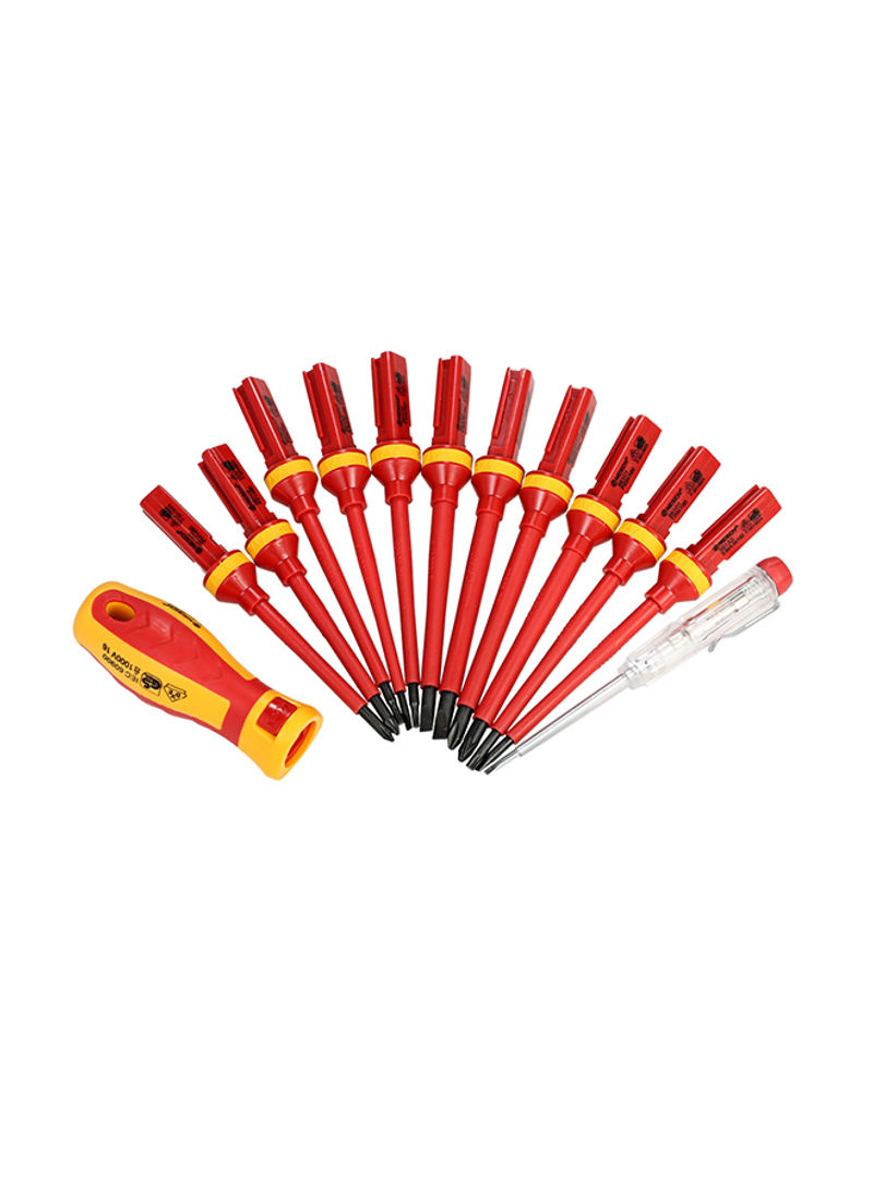13-Piece Changeable Insulated Screwdriver Set Red
