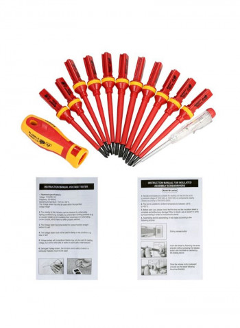 13-Piece Changeable Insulated Screwdriver Set Red