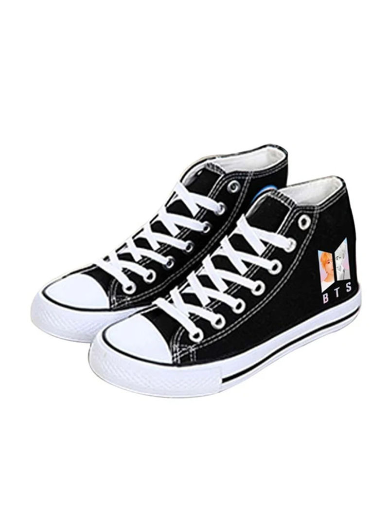 BTS V Fashionable High Top Sneakers Black/White