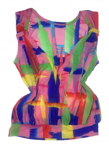 3-Piece Floral Block Pattern Breathable Swimwear Set Send By Random