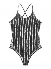 Swimsuit Fashion Striped Crossover Straps Tankini Multicolor