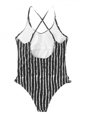 Swimsuit Fashion Striped Crossover Straps Tankini Multicolor