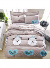 4-Piece European Style Luxury Jacquard Single Bedding Set Polyester Brown