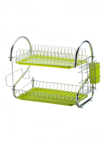 Stainless Steel Kitchen Rack Silver/Green 37.5x25centimeter