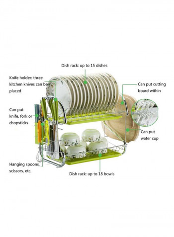 Stainless Steel Kitchen Rack Silver/Green 37.5x25centimeter