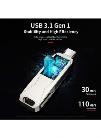 U782C Type-C + USB Double Interface Flash Drive Silver