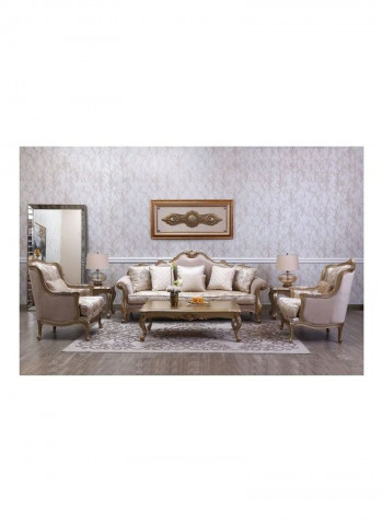 مجموعة أريكة جراندهوم من 5 مقاعد مع طاولة مركزية وطاولتين جانبيتين رمادي
