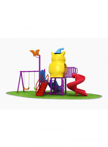 6-In-1 Double, Round S, Parrot Shaped Playhouse Sildes And 2 Swing Set 12003