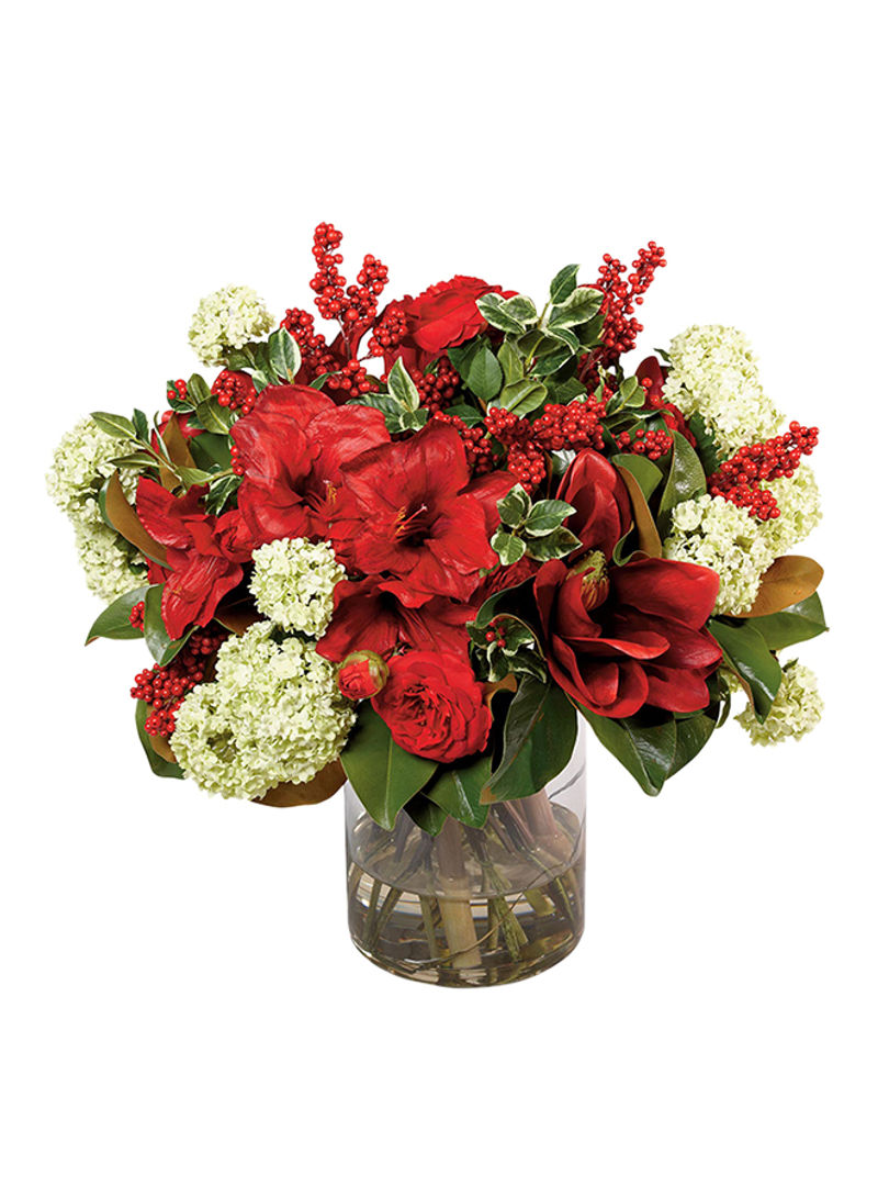 Deluxe Seasonal Artificial Flower Arrangement Red/Green