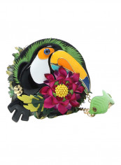 Temi Floral Bird Detail Crossbody Bag Multicolour