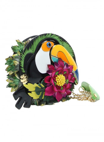 Temi Floral Bird Detail Crossbody Bag Multicolour
