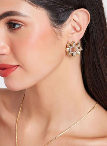 18 Karat Yellow Gold Diamond Earrings