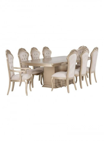 مجموعة طاولة سفرة مع كراسي ويلا مكونة من 9 قطع بيج / الذهب 323x240x197.5سم